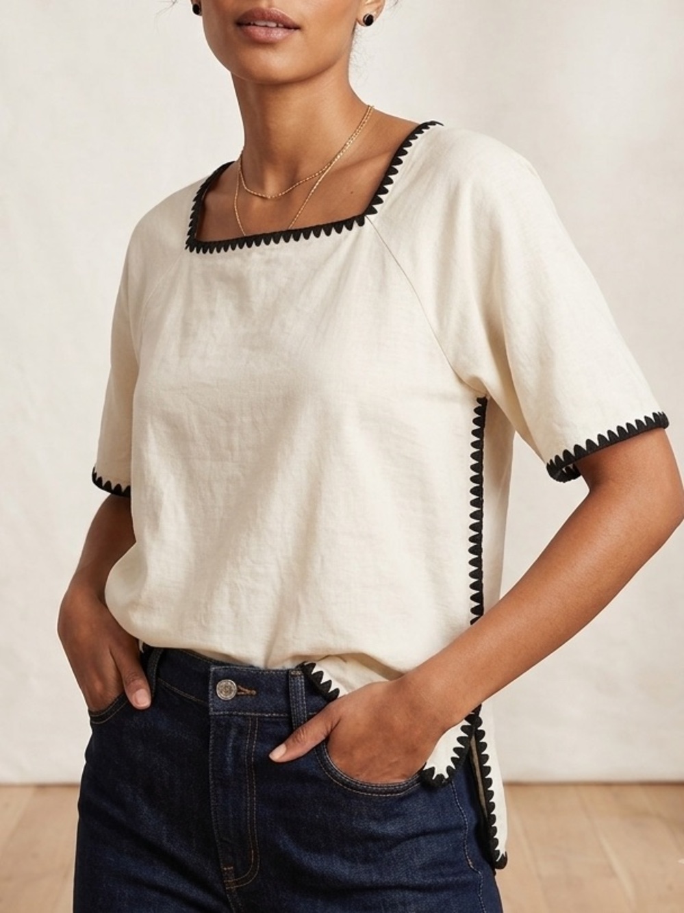 Weekend Max Mara “Denny” beige short sleeve blouse size extra small